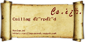 Csillag Árpád névjegykártya